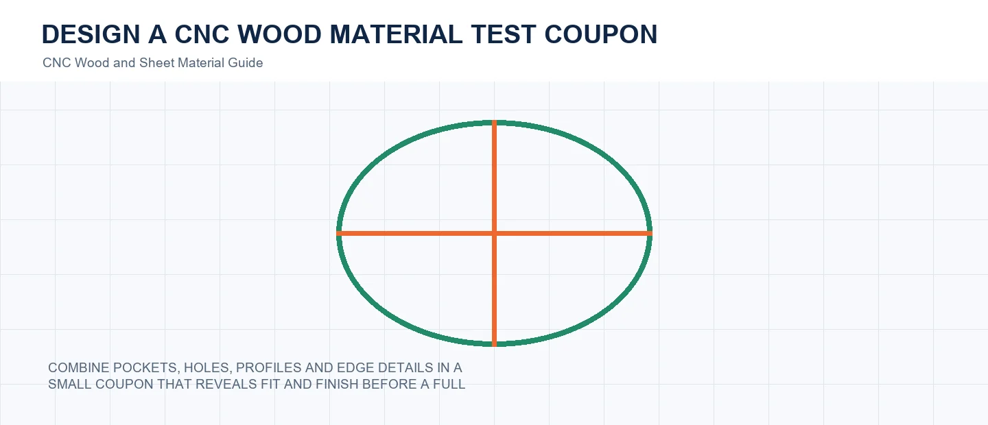 Design a CNC Wood Material Test Coupon technical decision diagram