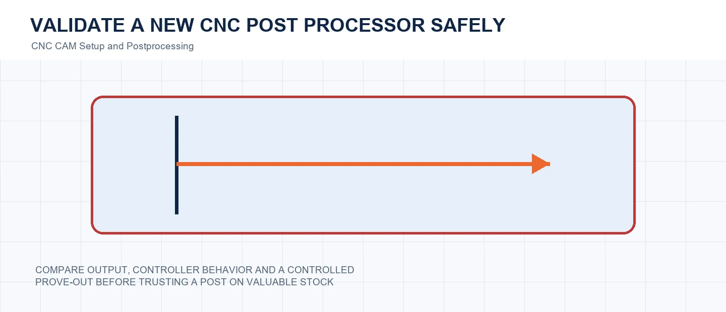 Validate a New CNC Post Processor Safely technical decision diagram