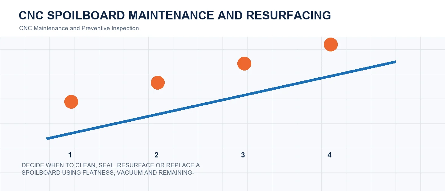 CNC Spoilboard Maintenance and Resurfacing technical decision diagram