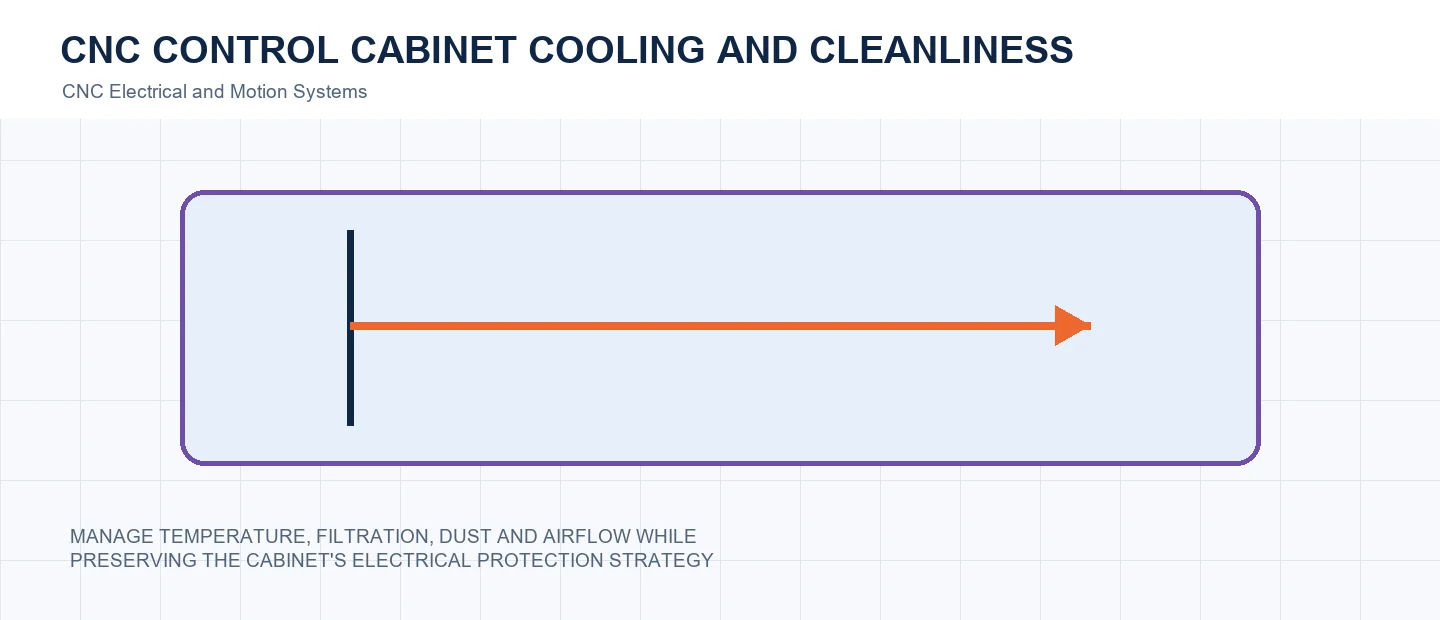 CNC Control Cabinet Cooling and Cleanliness technical decision diagram