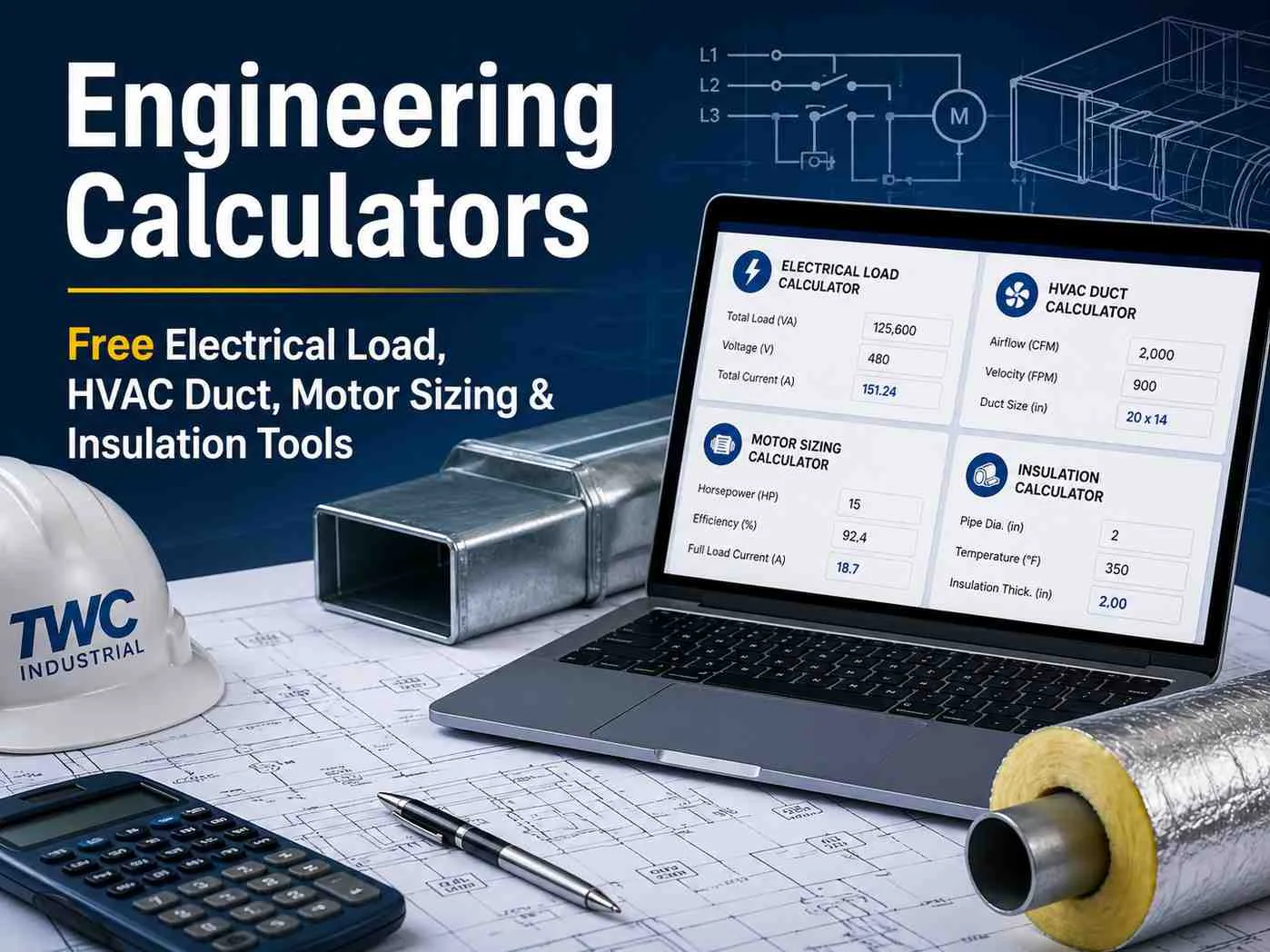 Industrial engineering — electrical panel, HVAC ductwork, and insulation installation